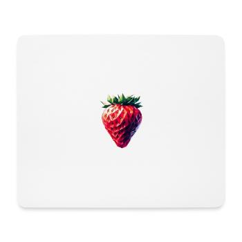 Erdbeere im Polygon-Stil - Mousepad (Querformat) - Weiß - Vorne