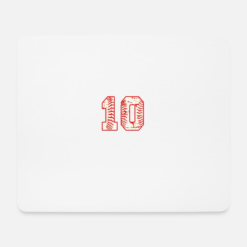 Baseball 10th Birthday 10 Years Old - Mousepad (Querformat) - Weiß