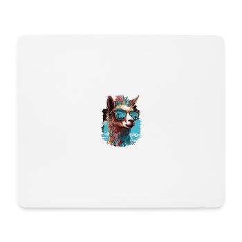 Lama mit Sonnenbrille, Alpaka Tierdesign Geschenk - Mousepad (Querformat) - Weiß - Vorne