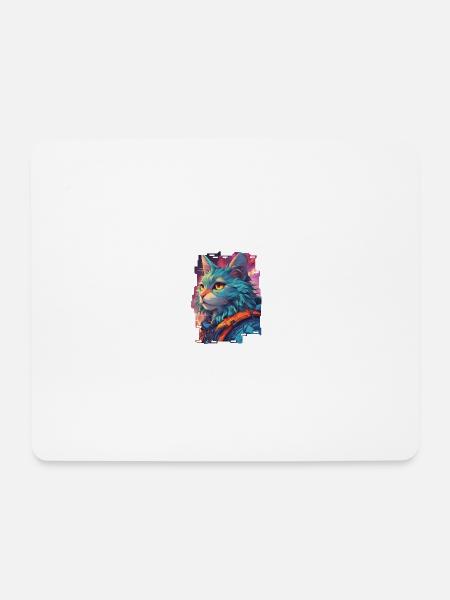 ChromePurr // Cyberpunk Cat - Mousepad (Querformat) - Weiß