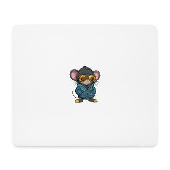 Maus Winter Comic - Mousepad (Querformat) - Weiß - Vorne