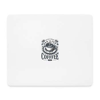 Kaffeetasse mit Kaffeebohnen und Schriftzug - Mousepad (Querformat) - Weiß - Vorne