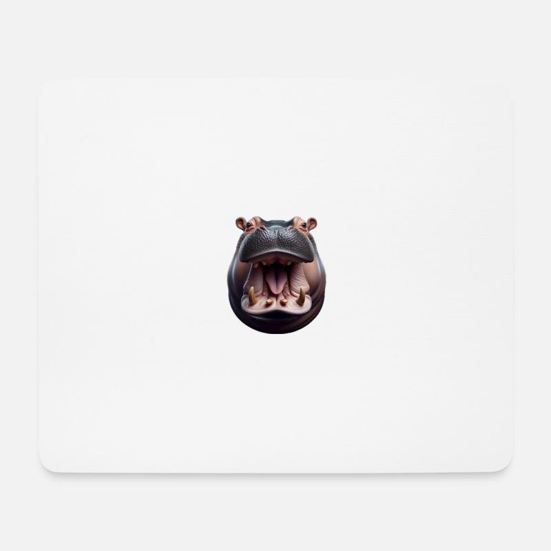 Nilpferd 1 - Mousepad (Querformat) - Weiß