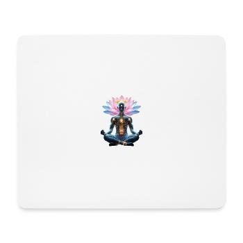 Zen-Cyborg und Leuchtende Lotusblume - Mousepad (Querformat) - Weiß - Vorne