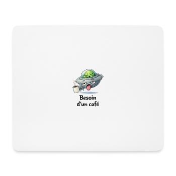 Besoin d’un café – Alien fatigué et humour décalé - Tapis de souris (format paysage) - blanc - Devant