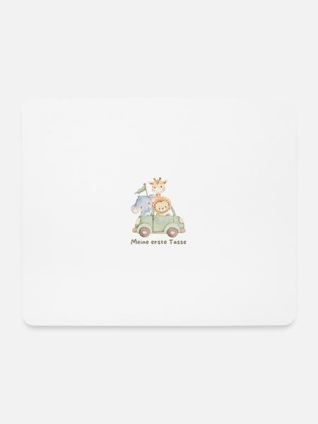 Tierkinder Safari Auto - Mousepad (Querformat) - Weiß