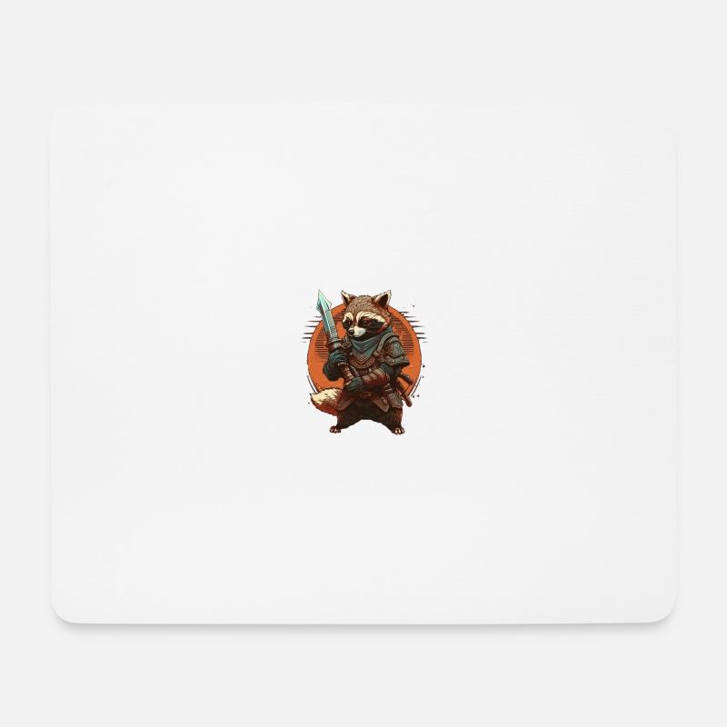 Raton laveur samouraï - Tapis de souris (format paysage) - blanc