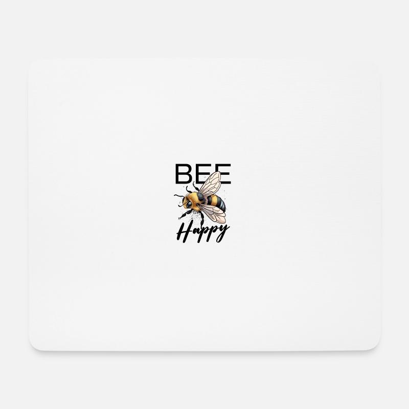 Abeille heureuse - Tapis de souris (format paysage) - blanc