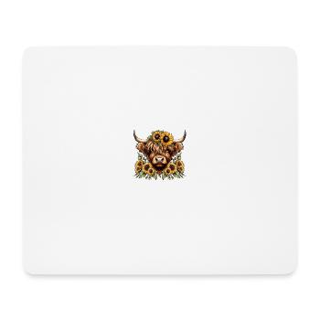 Schottisches Hochlandrind Sonnenblume - Mousepad (Querformat) - Weiß - Vorne