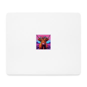 Highland Cow Retro Vaporwave Cow - Mousepad (Querformat) - Weiß - Vorne