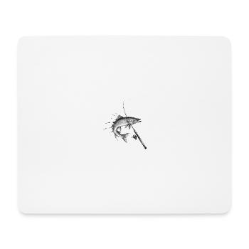 Pike Esox Predator Rod Ink Vector - Mouse Pad (horizontal) - white - Front