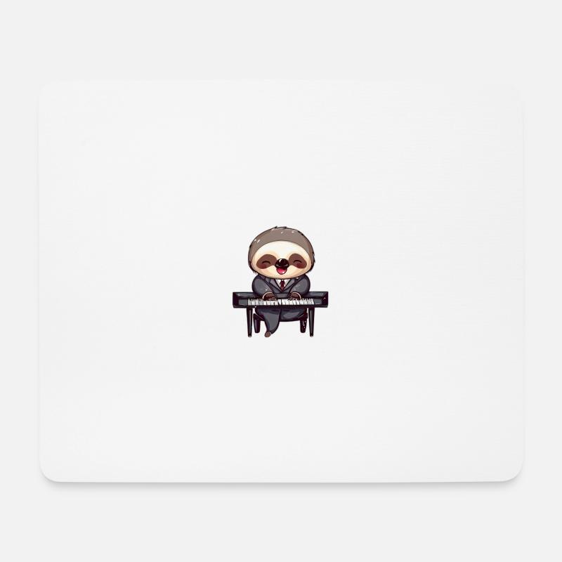 Faultier am Klavier - Mousepad (Querformat) - Weiß