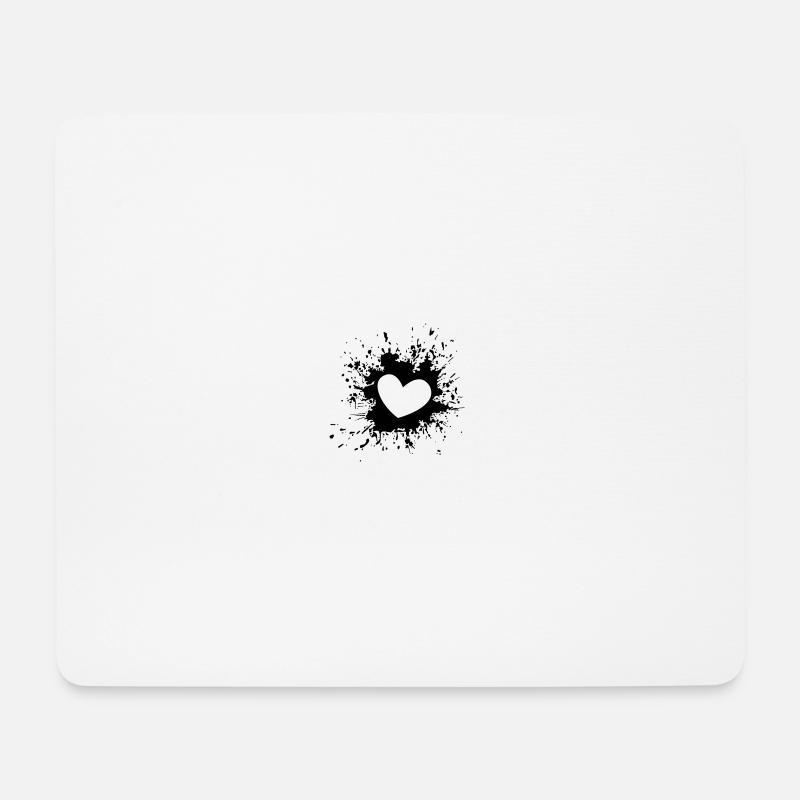 Herzfleck, Tintenfleck, Herz aus Tinte - Mousepad (Querformat) - Weiß