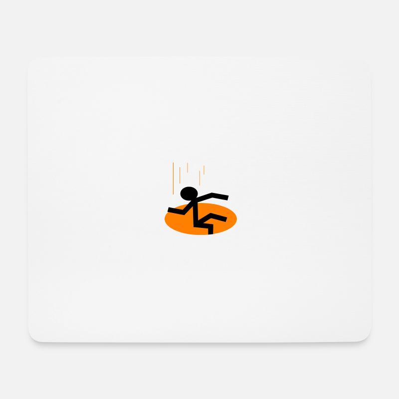 Stickman fall in hole - Mousepad (Querformat) - Weiß