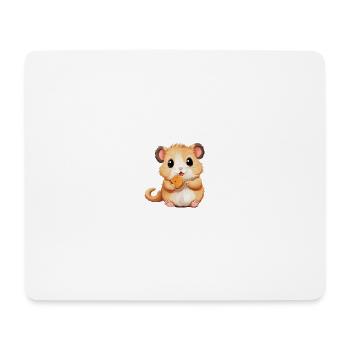 Un hamster mignon mange un biscuit pour les bébés et les enfants - Tapis de souris (format paysage) - blanc - Devant