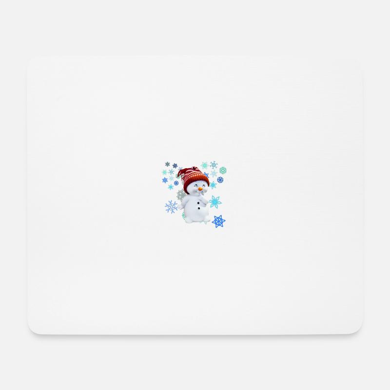Schneemann mit Schneeflocken - Mousepad (Querformat) - Weiß