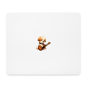 Chien avec guitare - Tapis de souris (format paysage) - blanc - Devant