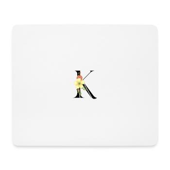 Elegant letter 'K' with flowers - Mouse Pad (horizontal) - white - Front