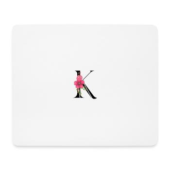 Elegant letter 'K' with flowers - Mouse Pad (horizontal) - white - Front
