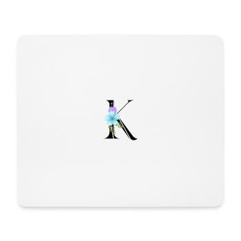 Elegant letter 'K' with flowers - Mouse Pad (horizontal) - white - Front