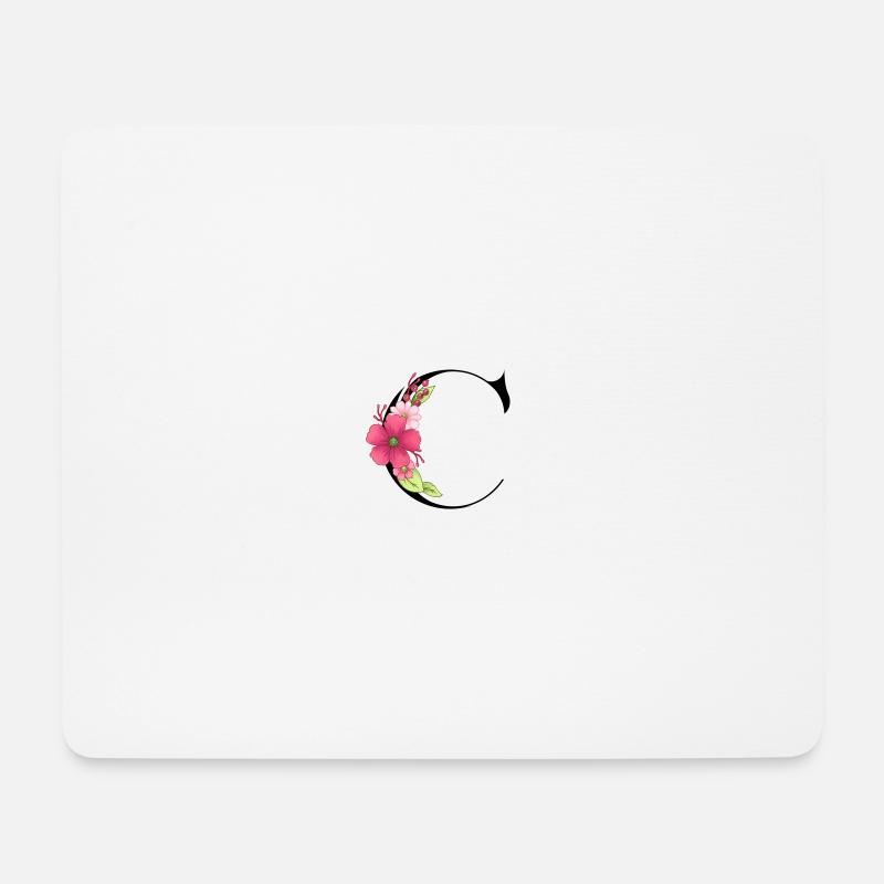 Eleganter Buchstabe 'C' mit Blumen - Mousepad (Querformat) - Weiß