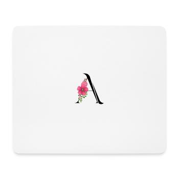 Elegant letter 'A' with flowers - Mouse Pad (horizontal) - white - Front