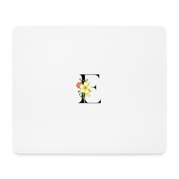 Elegant letter 'E' with flowers - Mouse Pad (horizontal) - white - Front