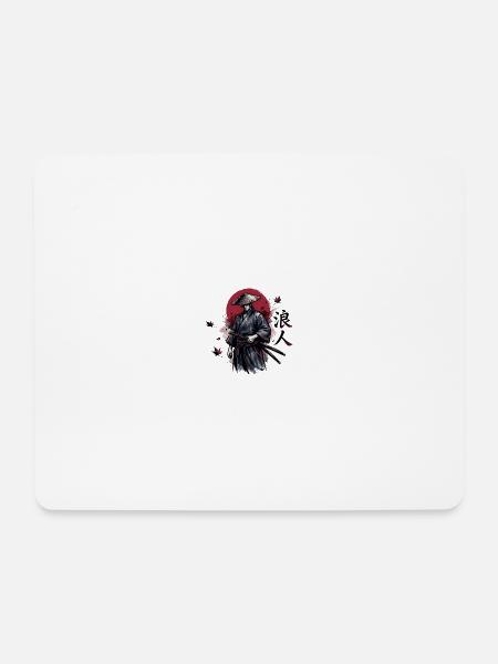 Schattensamurai im Herbstrot - Mousepad (Querformat) - Weiß