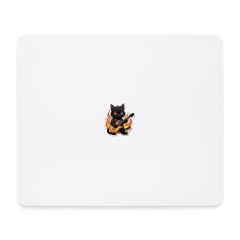 Schwarze Metal Katze spielt E-Gitarre - Mousepad (Querformat) - Weiß - Vorne