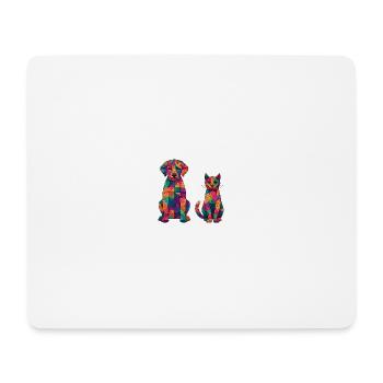 Abstrakter Hund und Katze - Haustiere - Mousepad (Querformat) - Weiß - Vorne