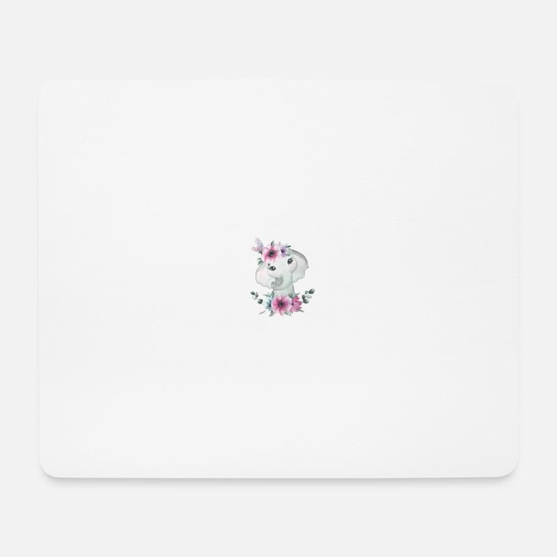 Elefant - Mousepad (Querformat) - Weiß
