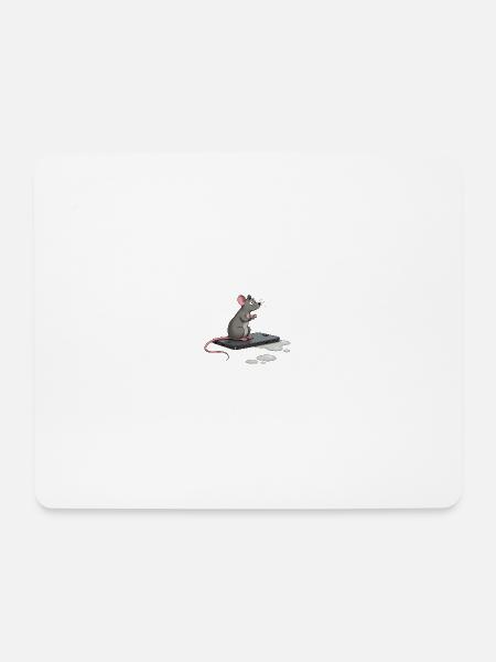 Rat on iPhone - Mousepad (Querformat) - Weiß