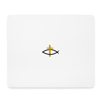 Itchys christianisme poisson avec une croix d'or - Tapis de souris (format paysage) - blanc - Devant
