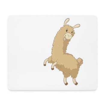 Springendes Comic Alpaka - Mousepad (Querformat) - Weiß - Vorne