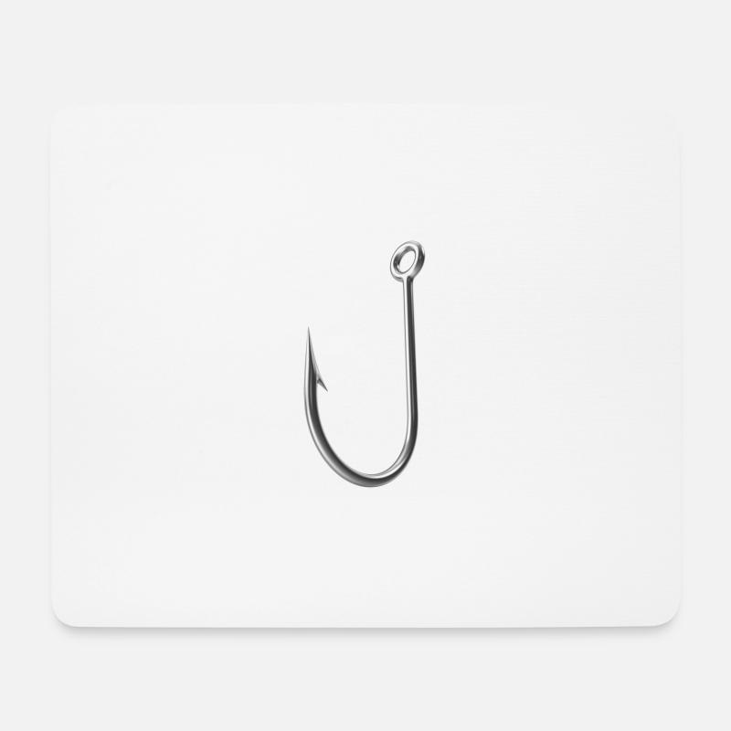 Angelhaken 3D - Fishing Hook - Mousepad (Querformat) - Weiß