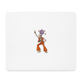 Disco-Skelett mit Glitzerkugel - Mousepad (Querformat) - Weiß - Vorne