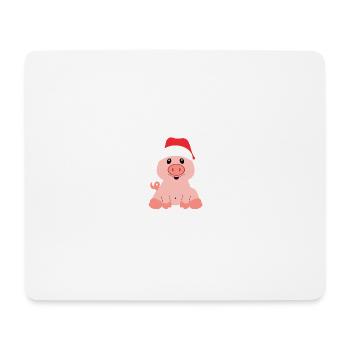 cute piggy in a Santa hat - Mouse Pad (horizontal) - white - Front