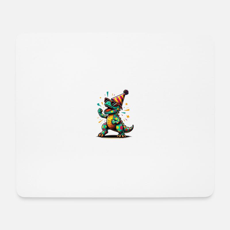 Party Dino - Mousepad (Querformat) - Weiß