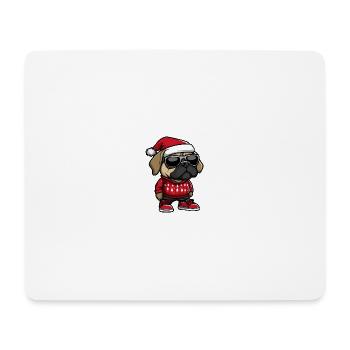 Mastiff Chien Noël Cool Noël - Tapis de souris (format paysage) - blanc - Devant