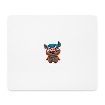cute cartoon PIG BLACK - Mouse Pad (horizontal) - white - Front