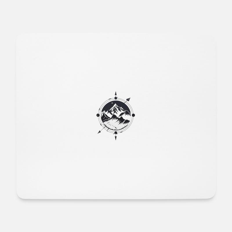 Kompass mit Bergen fürs Wandern - Mousepad (Querformat) - Weiß
