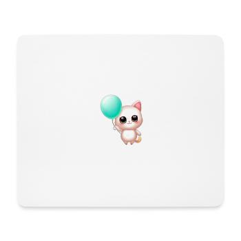 Katze mit Ballon - Mousepad (Querformat) - Weiß - Vorne