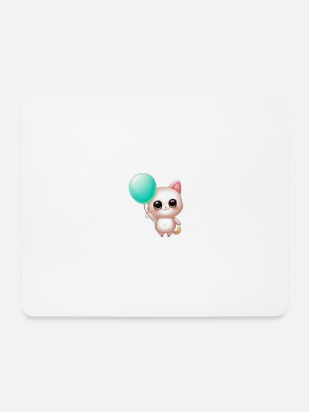 Katze mit Ballon - Mousepad (Querformat) - Weiß