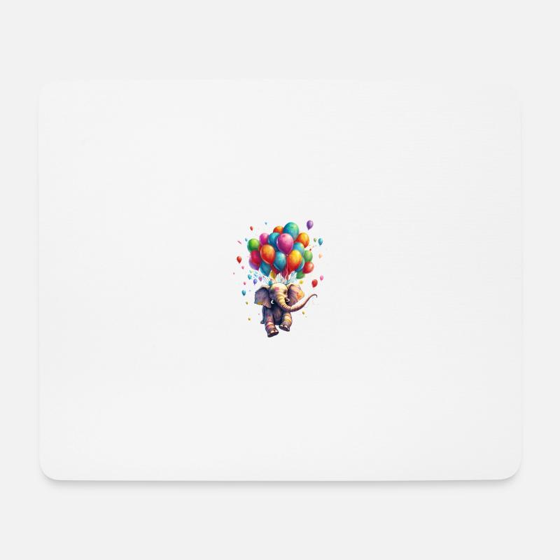 Fliegender Elefant mit Ballons - Mousepad (Querformat) - Weiß