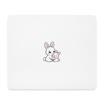 Mom Rabbit cuddles with her cute baby - Mouse Pad (horizontal) - white - Front