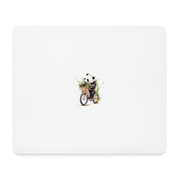 Panda mit Fahrrad - Mousepad (Querformat) - Weiß - Vorne