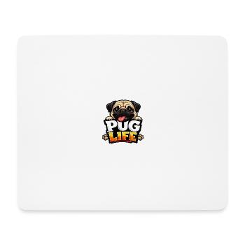Pug Life Cartoon-Emblem - Mousepad (Querformat) - Weiß - Vorne