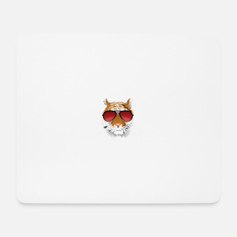 Cool tiger with sunglasses - Mouse Pad (horizontal) - white