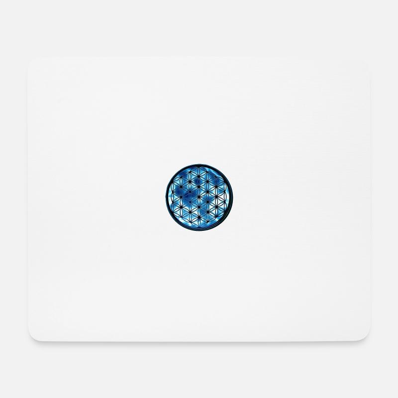 Blume des Lebens Blau Element Wasser - Mousepad (Querformat) - Weiß