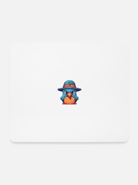 vogel mit hut - Mousepad (Querformat) - Weiß